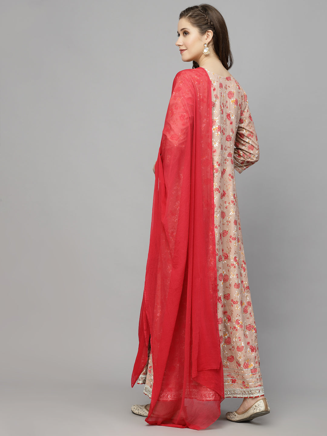 Floral Printed Rayon Anarkali kurta with Dupatta (Pre-Order)