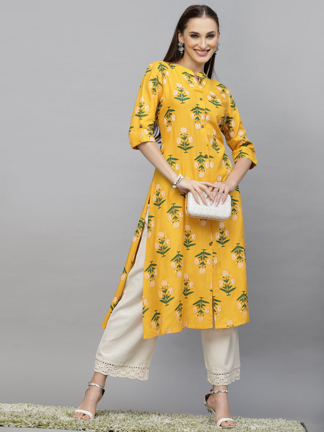 Floral Printed A-Line Kurta (Pre-Order)