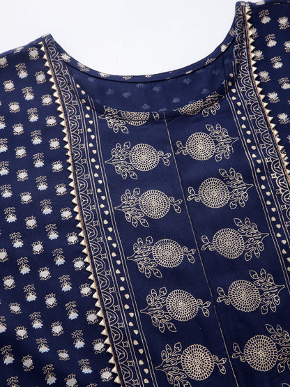 Gold Printed Rayon Anarkali Kurta (Pre-Order)