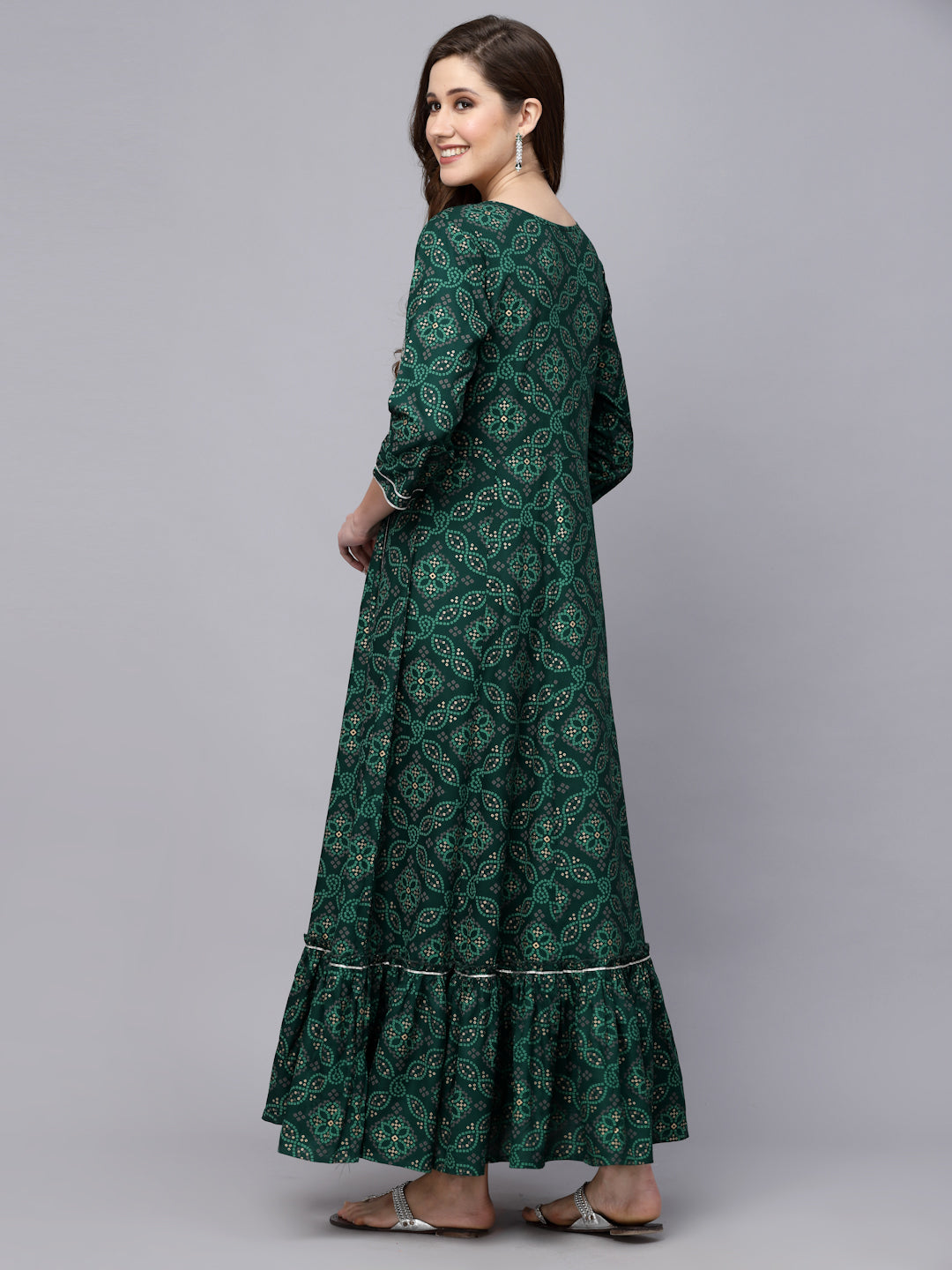 Bandhani Printed & Embroidered Rayon Anarkali Kurta (Pre-Order)