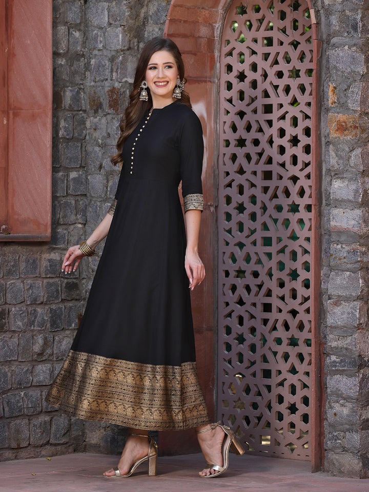 Printed Rayon Anarkali Kurta With Dupatta