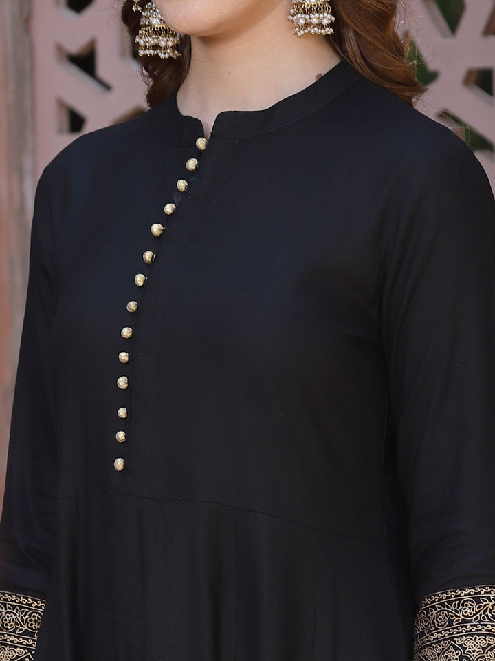 Printed Rayon Anarkali Kurta With Dupatta