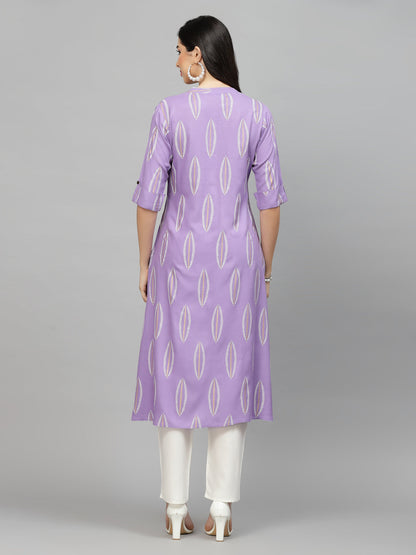 Block Printed Rayon A-Line Kurta (Pre-Order)