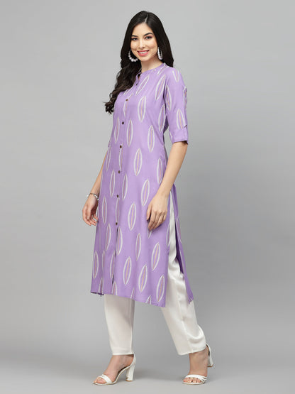 Block Printed Rayon A-Line Kurta (Pre-Order)