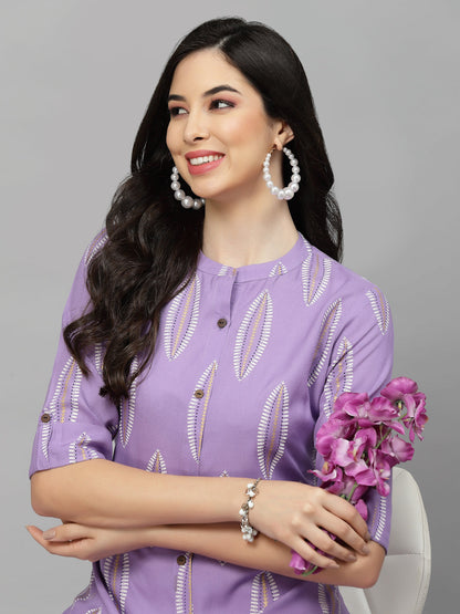 Block Printed Rayon A-Line Kurta (Pre-Order)