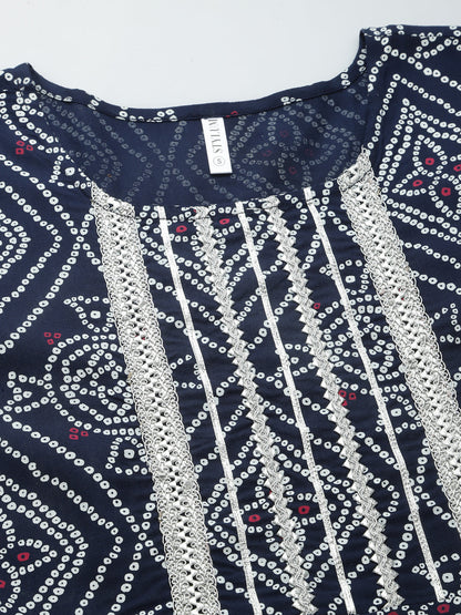 Bandhej Printed Rayon Tiered Kurta (Pre-Order)