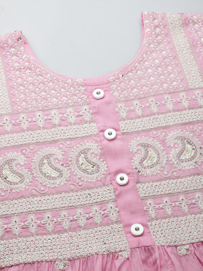 Embroidered Rayon Flared Kurta (Pre-Order)