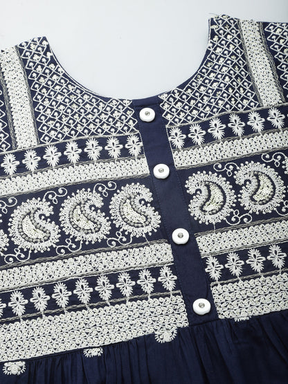 Embroidered Rayon Flared Kurta (Pre-Order)