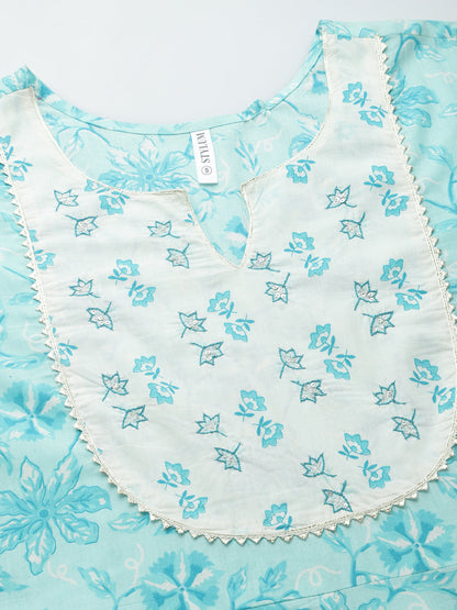 Printed Cotton Anarkali Kurta With Dupatta (Pre-Order)