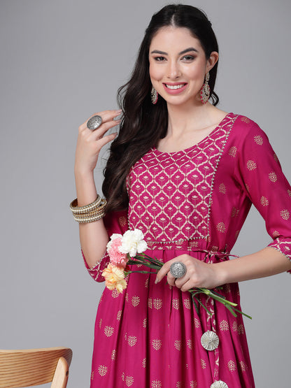 Gold & Khari Printed Rayon Flared Kurta (Pre-Order)