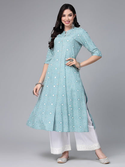 Printed Rayon A-Line Kurta (Pre-Order)