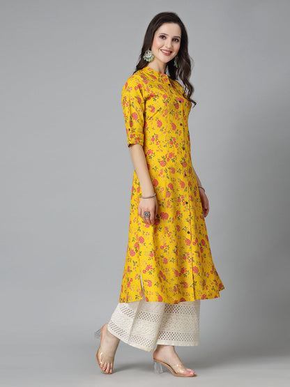 Floral Printed Rayon A-Line Kurta (Pre-Order)