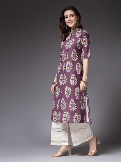 Floral Printed Rayon A-Line Kurta (Pre-Order)
