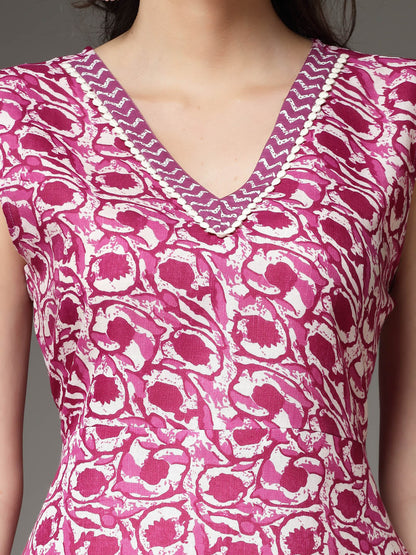 Floral Printed Cotton Blend A-Line Kurta (Pre-Order)