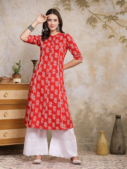 Floral Printed Rayon A-Line Kurta
