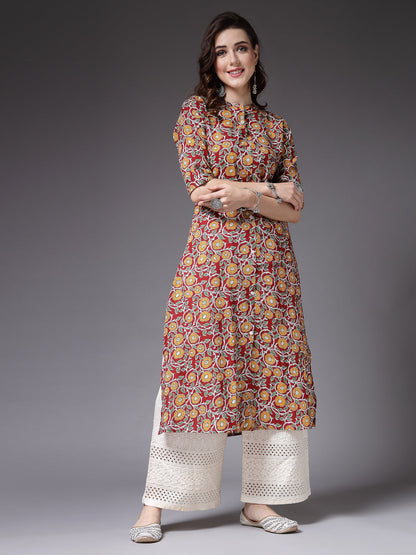 Floral Printed Cotton A-Line Kurta (Pre-Order)
