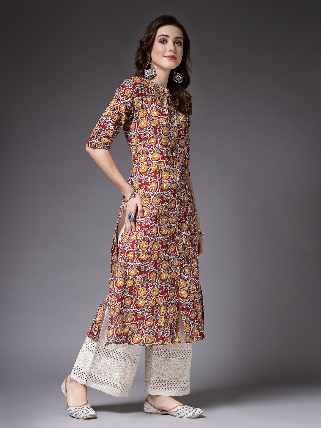 Floral Printed Cotton A-Line Kurta (Pre-Order)