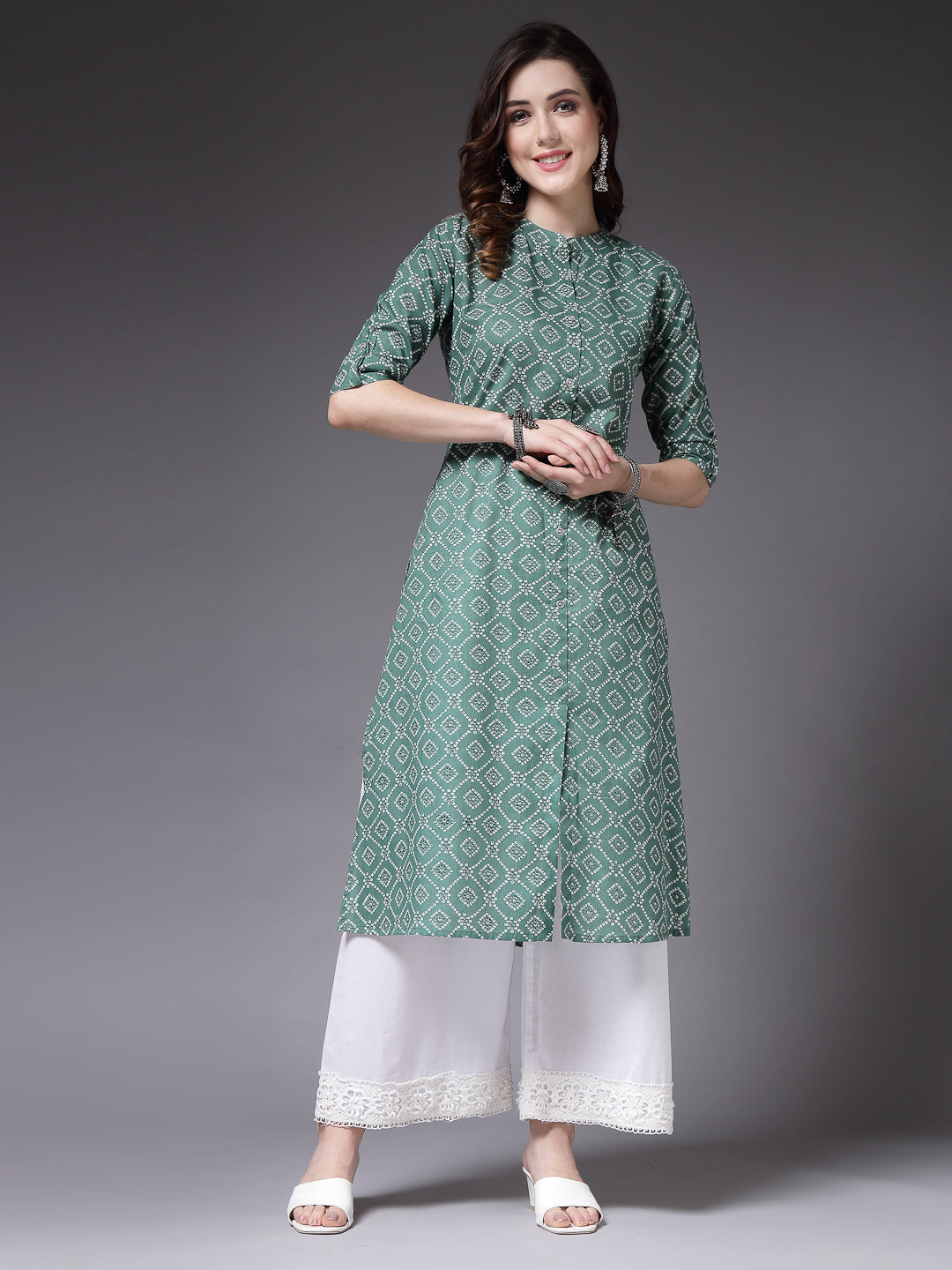 Bandhej Printed Cotton A-Line Kurta (Pre-Order)