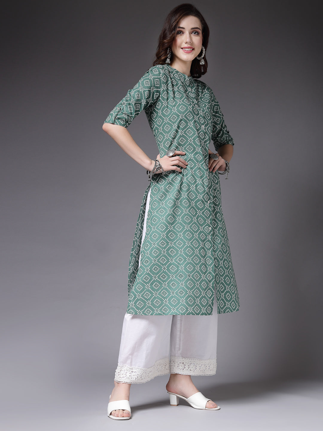 Bandhej Printed Cotton A-Line Kurta (Pre-Order)