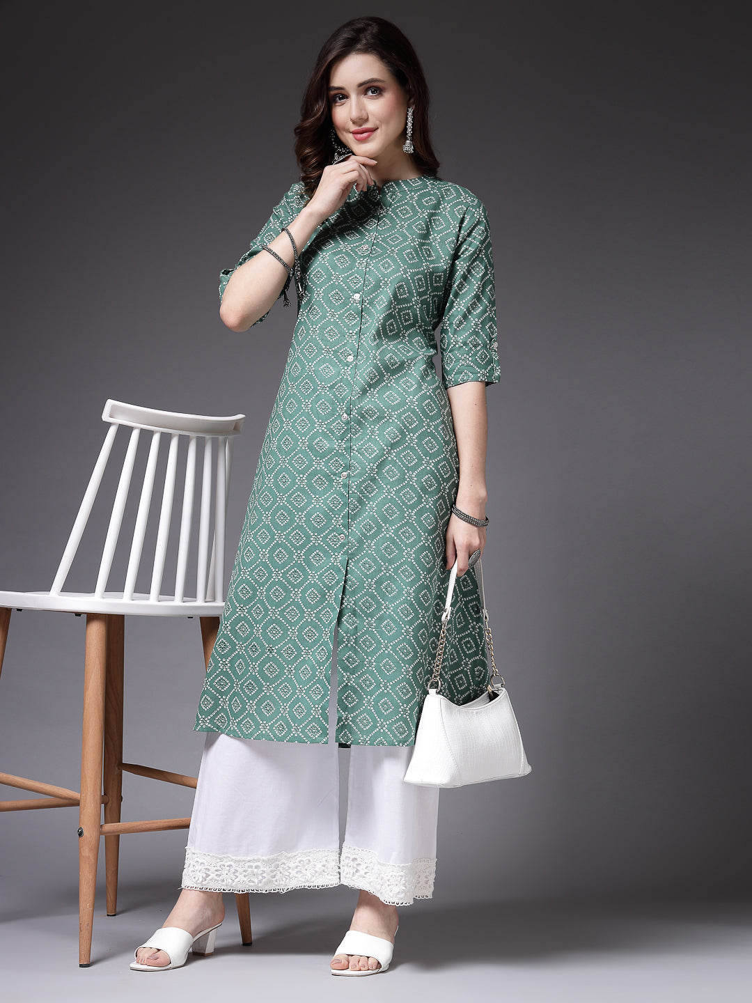 Bandhej Printed Cotton A-Line Kurta (Pre-Order)