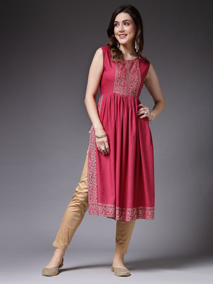 Solid Rayon Naira Cut Kurta