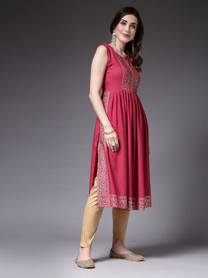 Solid Rayon Naira Cut Kurta