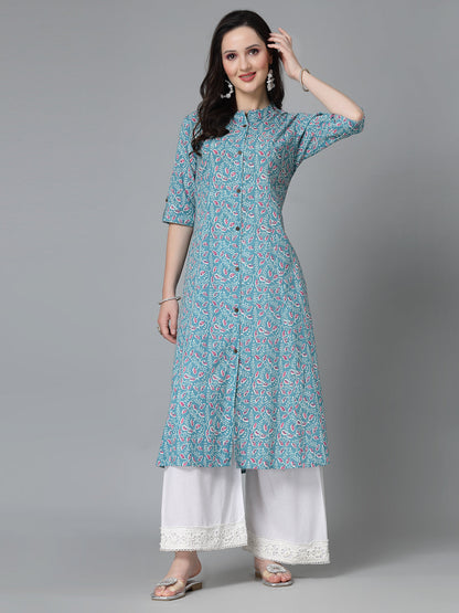 Floral Printed Cotton A-Line Kurta (Pre-Order)