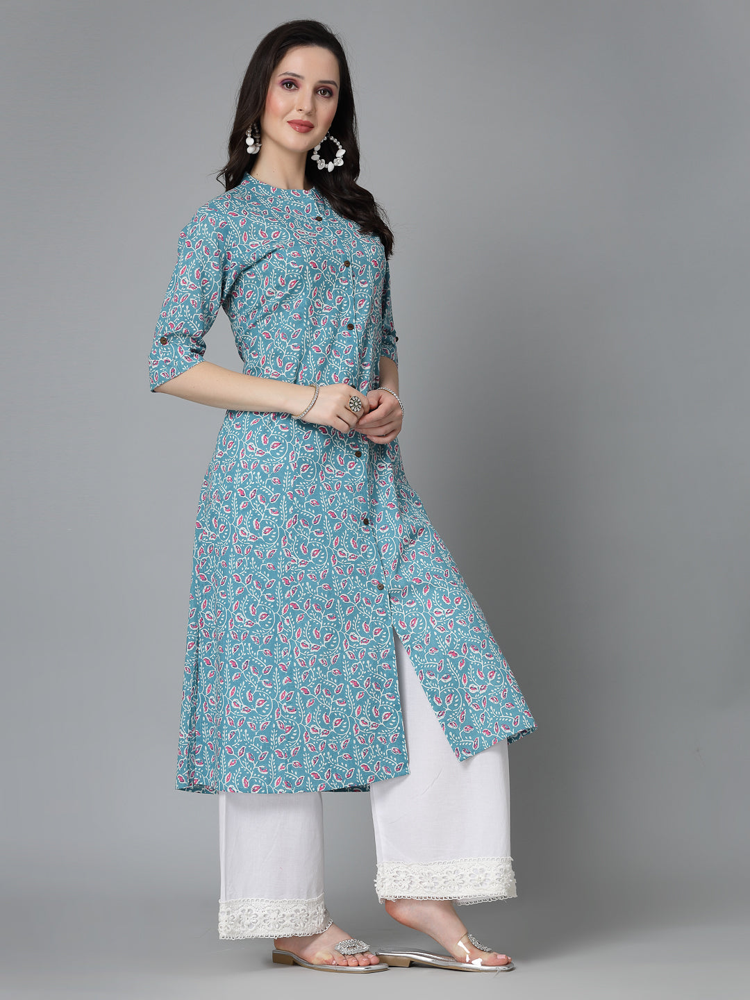 Floral Printed Cotton A-Line Kurta (Pre-Order)