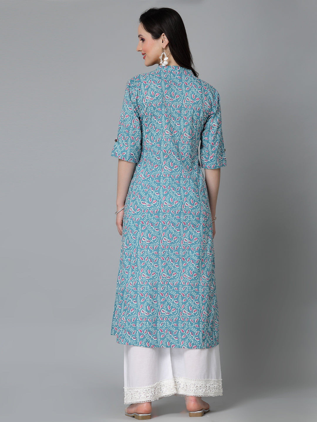 Floral Printed Cotton A-Line Kurta