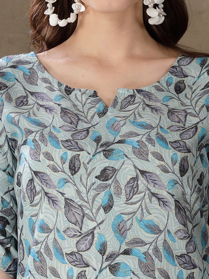 Floral Printed Cotton Blend Straight Kurta (Pre-Order)