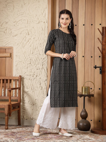 Woven Design Cotton Blend Straight Kurta (Pre-Order)