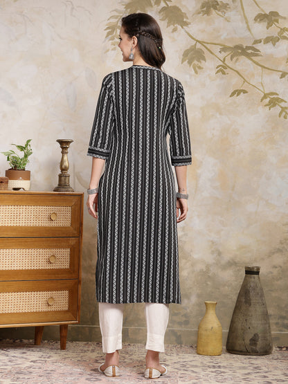 Self Designed Cotton Blend Straight Kurta (Pre-Order)