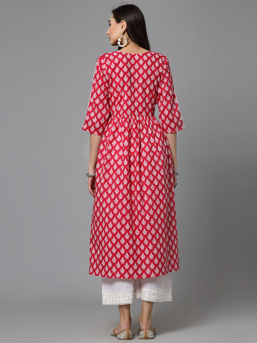 Floral Printed Cotton A-Line Kurta
