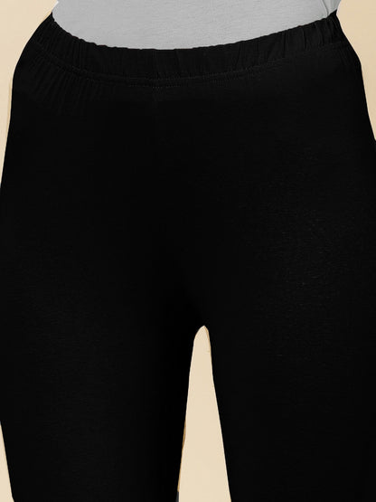 Solid Mid Rise Cotton Lycra Ankle Length Leggings (Pre-Order)