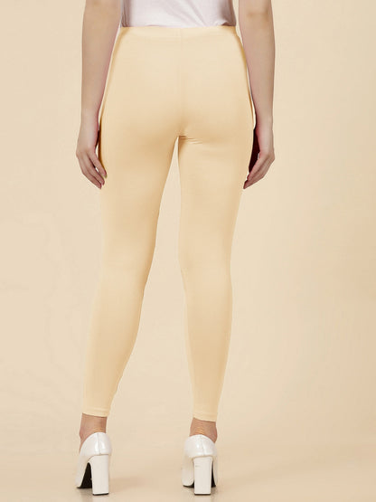 Solid Mid Rise Cotton Lycra Ankle Length Leggings (Pre-Order)
