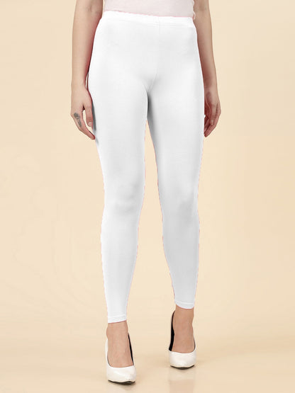 Solid Mid Rise Cotton Lycra Ankle Length Leggings (Pre-Order)