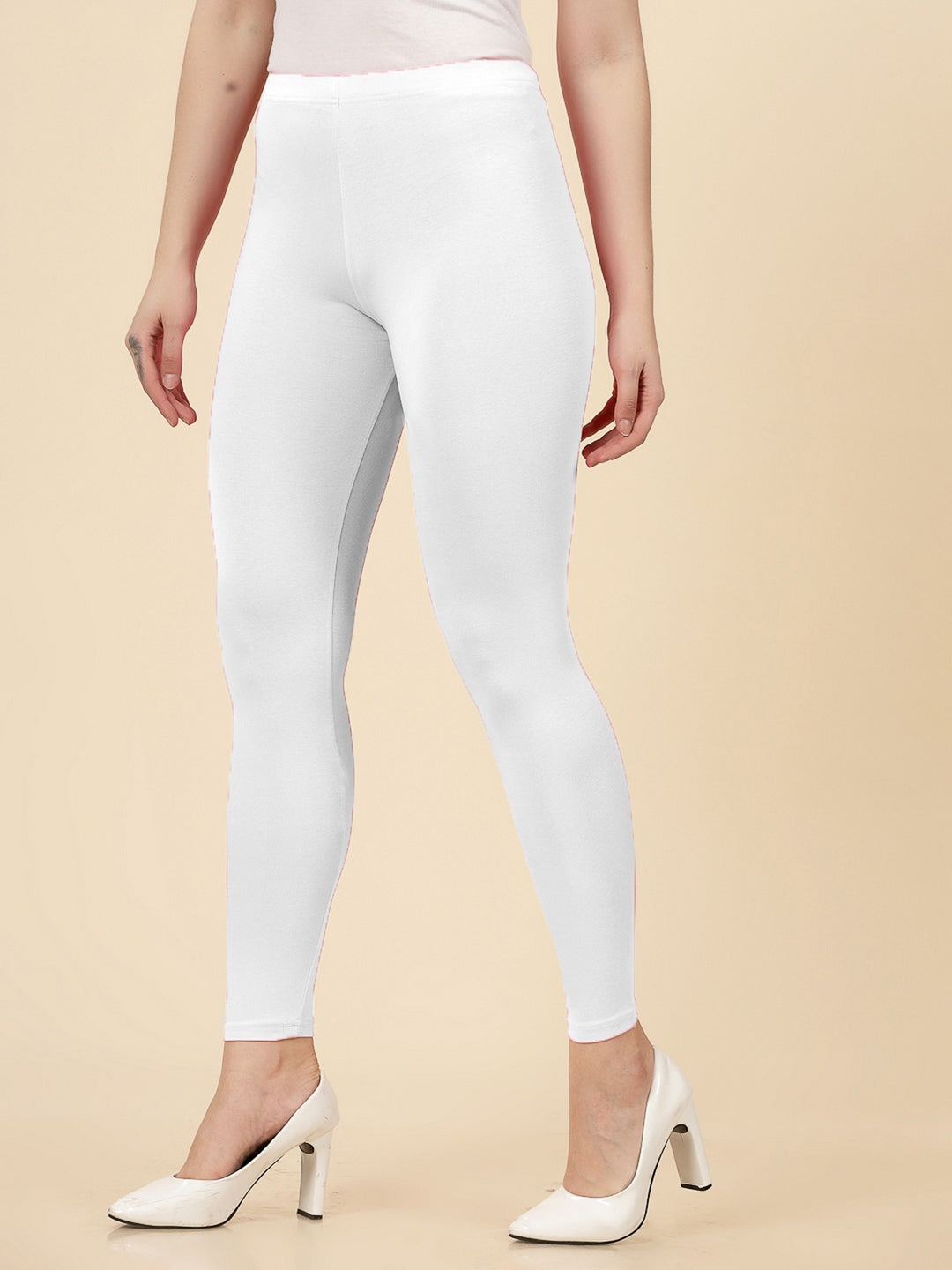 Solid Mid Rise Cotton Lycra Ankle Length Leggings (Pre-Order)