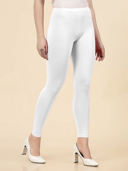 Solid Mid Rise Cotton Lycra Ankle Length Leggings (Pre-Order)