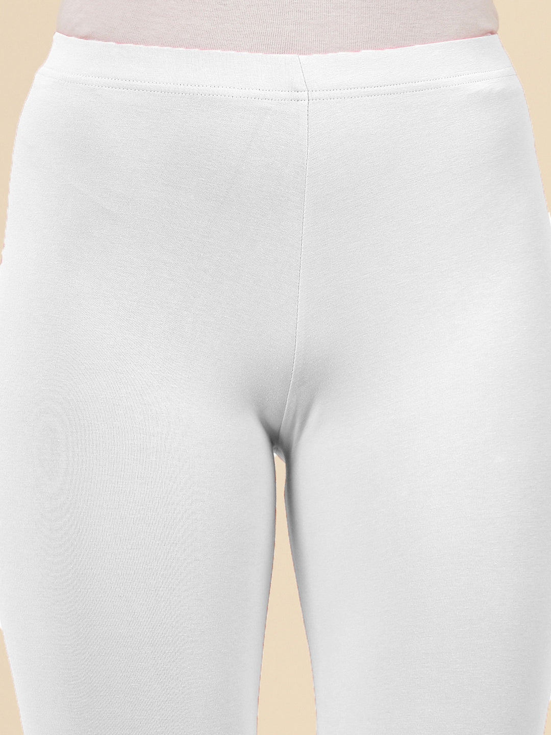 Solid Mid Rise Cotton Lycra Ankle Length Leggings