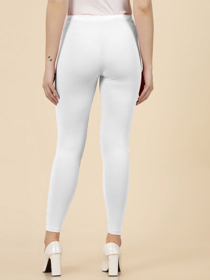 Solid Mid Rise Cotton Lycra Ankle Length Leggings (Pre-Order)