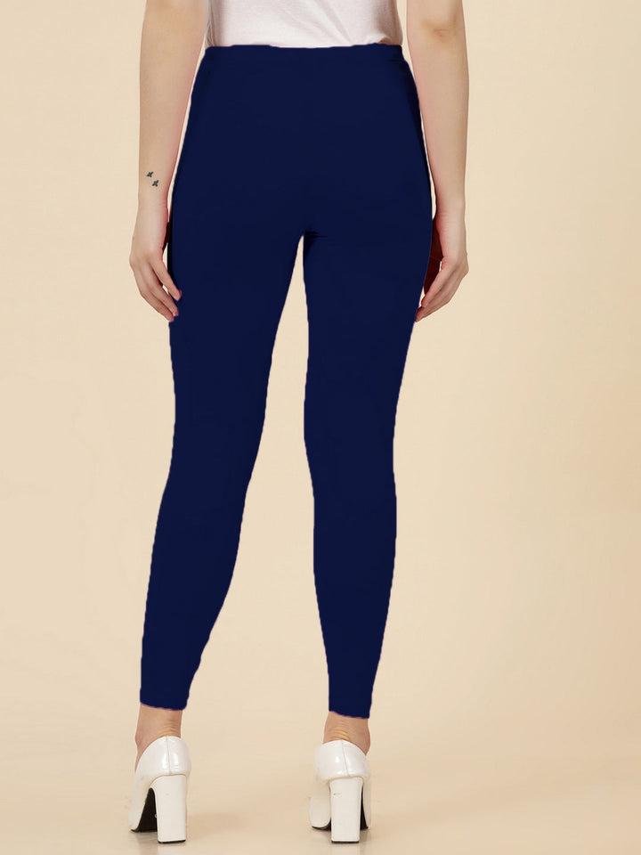 Solid Mid Rise Cotton Lycra Ankle Length Leggings