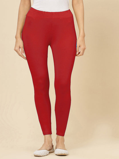 Solid Mid Rise Cotton Lycra Ankle Length Leggings (Pre-Order)
