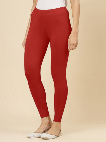 Solid Mid Rise Cotton Lycra Ankle Length Leggings (Pre-Order)