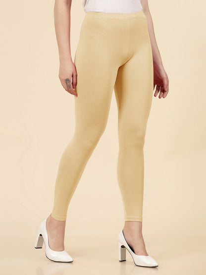Solid Mid Rise Cotton Lycra Ankle Length Leggings (Pre-Order)