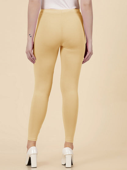 Solid Mid Rise Cotton Lycra Ankle Length Leggings (Pre-Order)