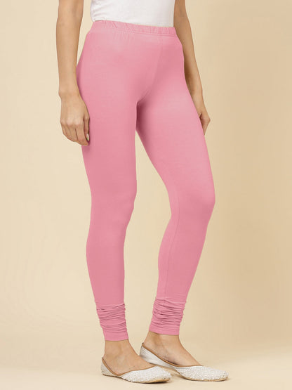 Solid Mid Rise Cotton Lycra Churidar Leggings (Pre-Order)