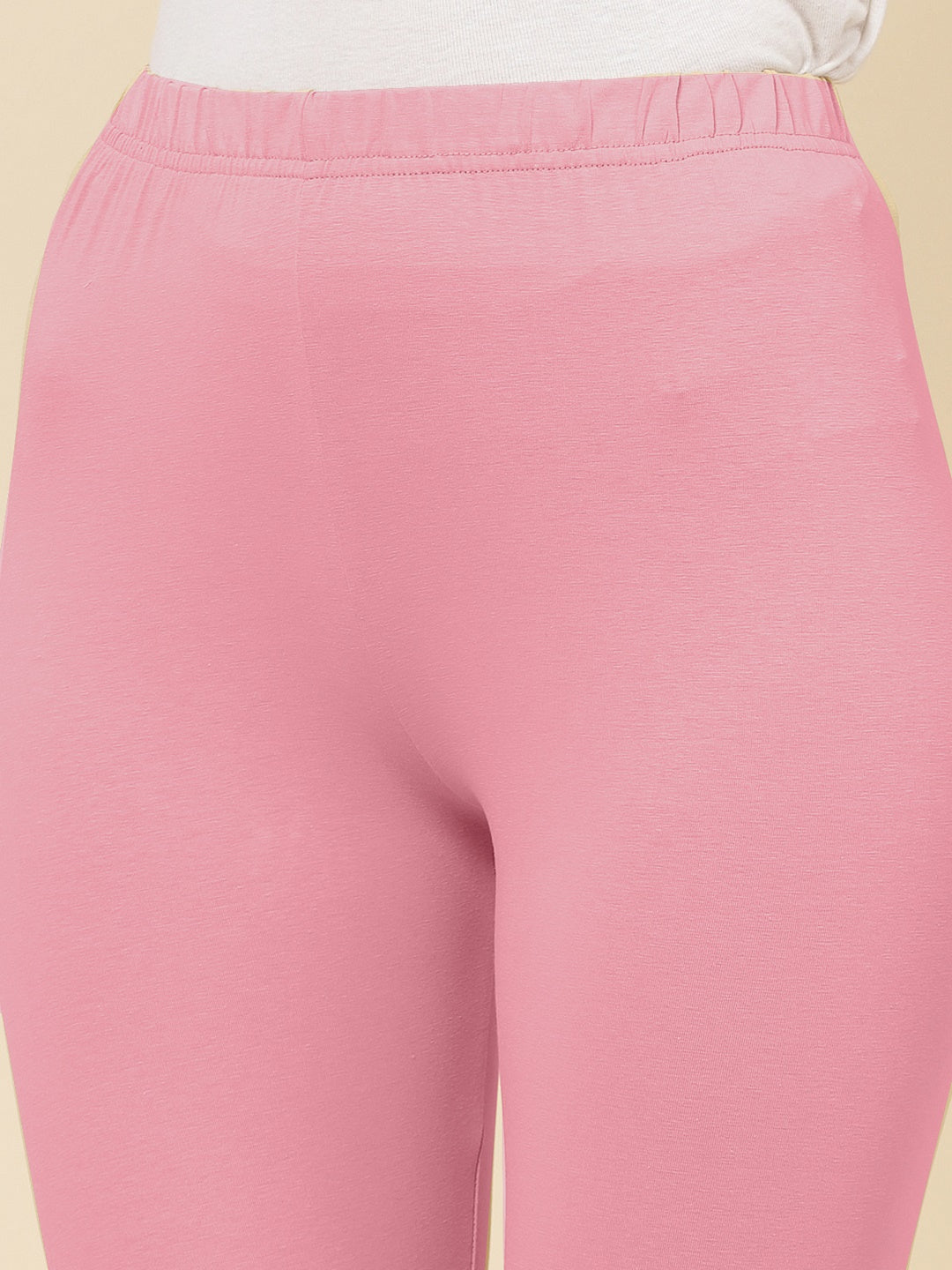 Solid Mid Rise Cotton Lycra Churidar Leggings (Pre-Order)