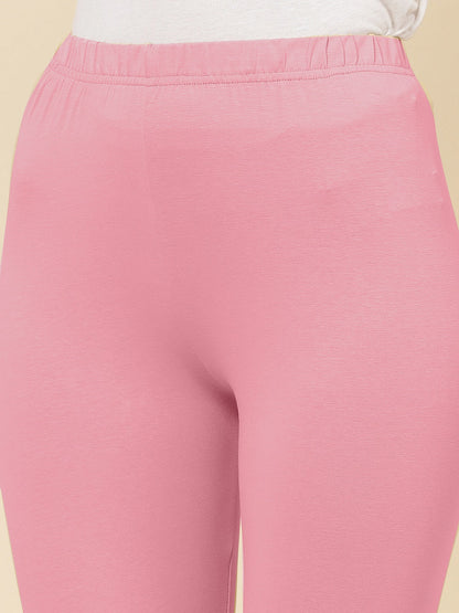 Solid Mid Rise Cotton Lycra Churidar Leggings (Pre-Order)