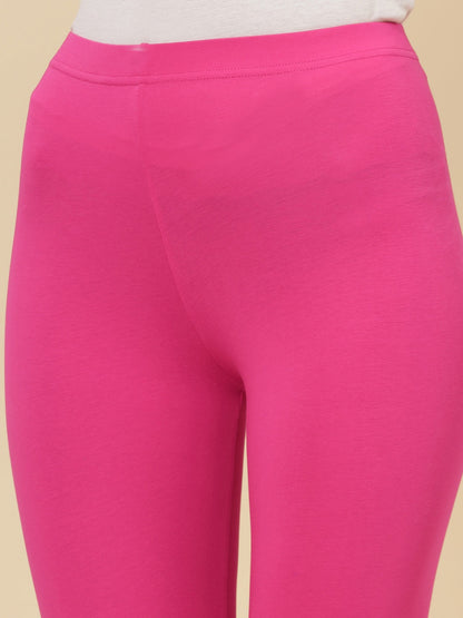 Solid Mid Rise Cotton Lycra Churidar Leggings (Pre-Order)