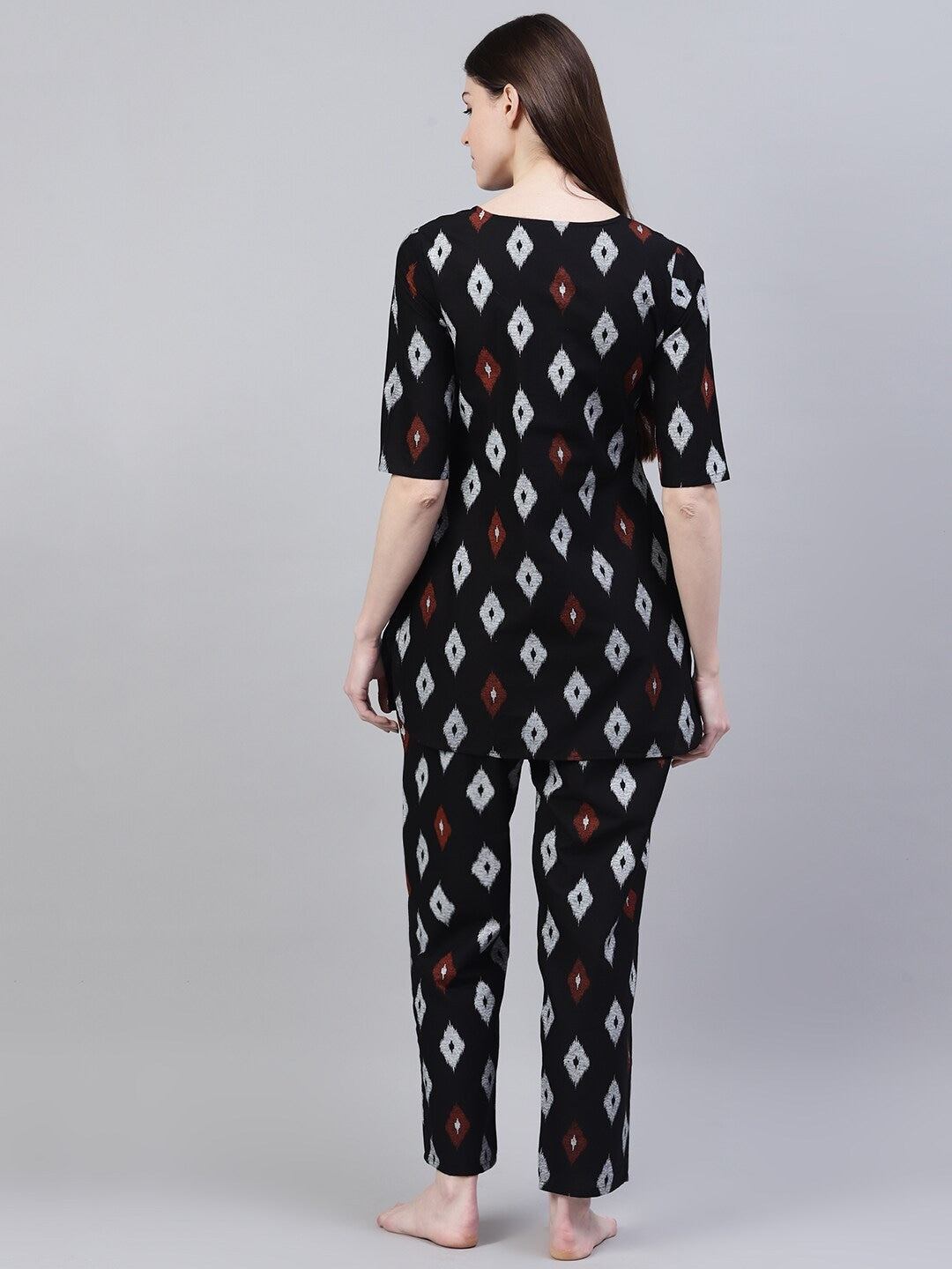 Cotton Geometric Print Night Suit Set (Pre-Order)